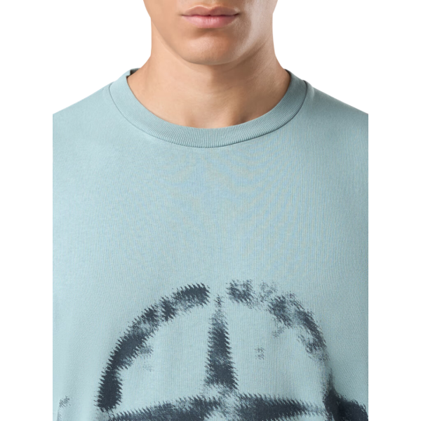T-shirt STONE ISLAND col rond coton vert gris Print Tee boussole