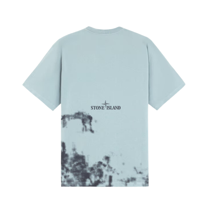 T-shirt STONE ISLAND col rond coton vert gris Print Tee boussole