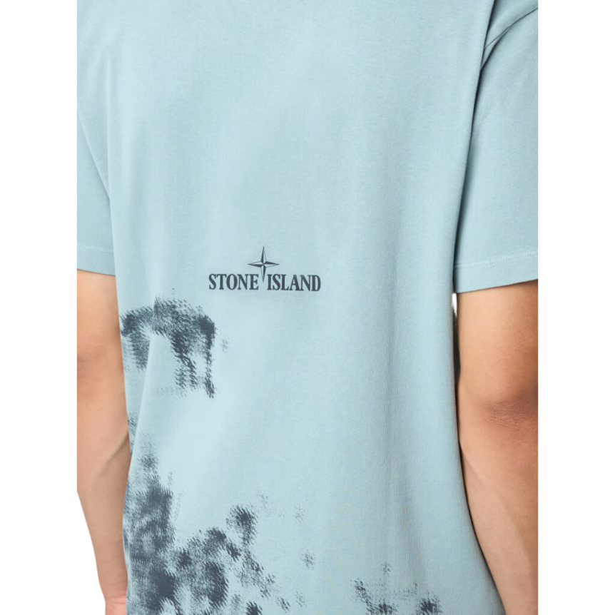 T-shirt STONE ISLAND col rond coton vert gris Print Tee boussole