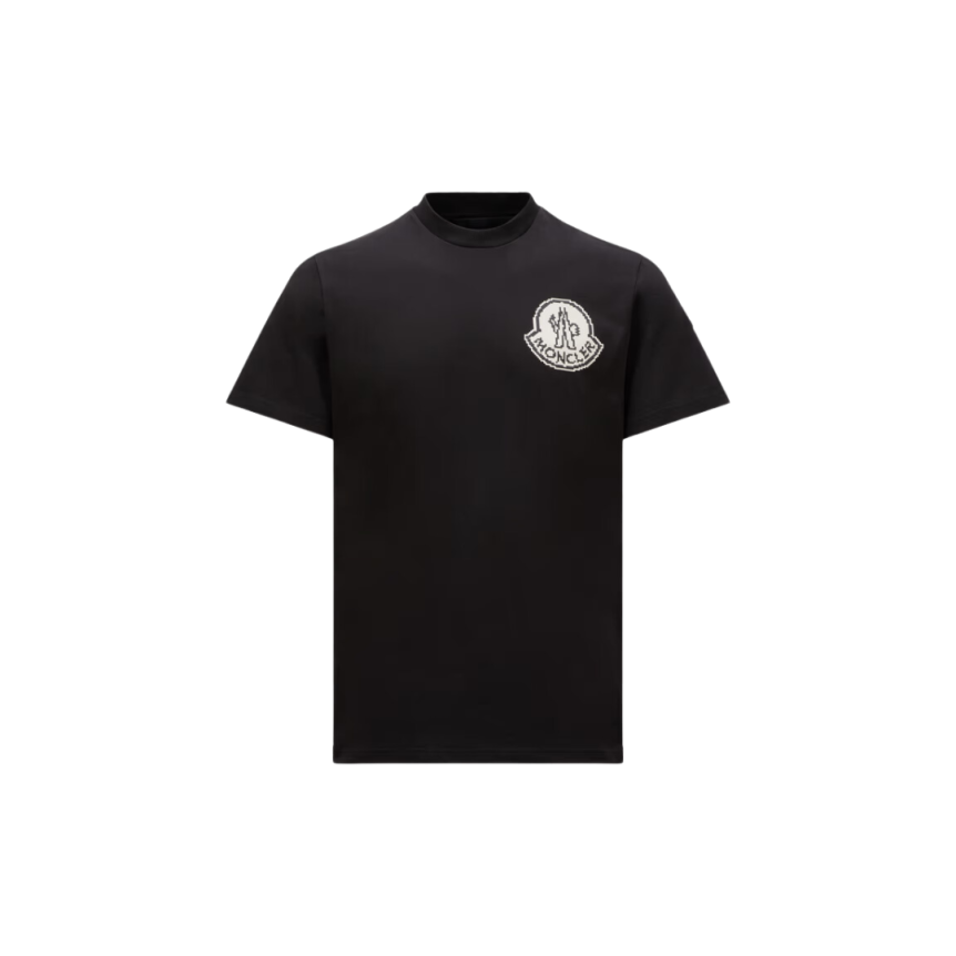 T-shirt MONCLER col rond coton noir logo Pixel