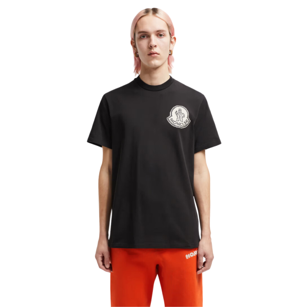 T-shirt MONCLER col rond coton noir logo Pixel