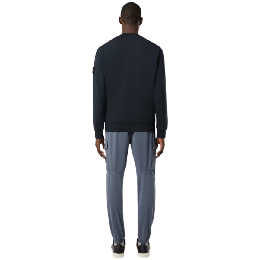 Sweat-shirt STONE ISLAND ras-du-cou coton molletonné côtelé bleu marine