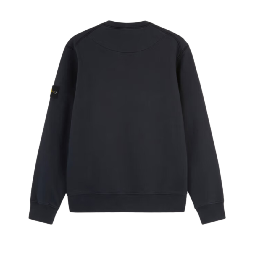 Sweat-shirt STONE ISLAND ras-du-cou coton molletonné côtelé bleu marine