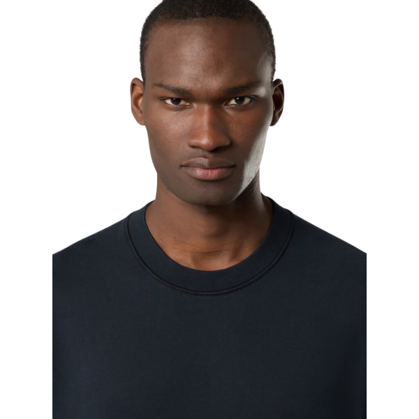 Sweat-shirt STONE ISLAND ras-du-cou coton molletonné côtelé bleu marine