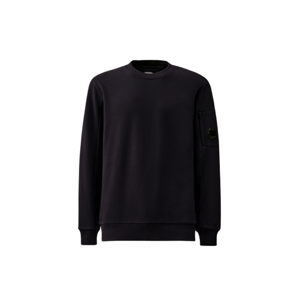 Sweat-shirt CP COMPANY ras du cou coton tissage diagonal bleu marine