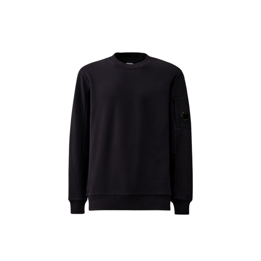 Sweat-shirt CP COMPANY ras du cou coton tissage diagonal bleu marine