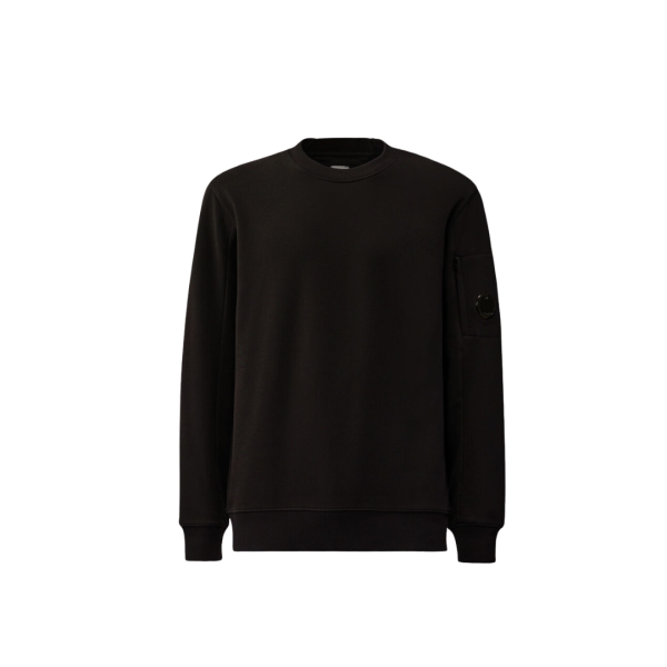Sweat-shirt CP COMPANY ras du cou coton tissage diagonal noir