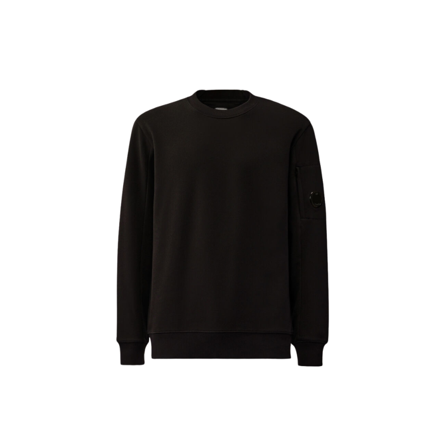 Sweat-shirt CP COMPANY ras du cou coton tissage diagonal noir