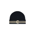Bonnet coton bleu marine rayures initiale C écru