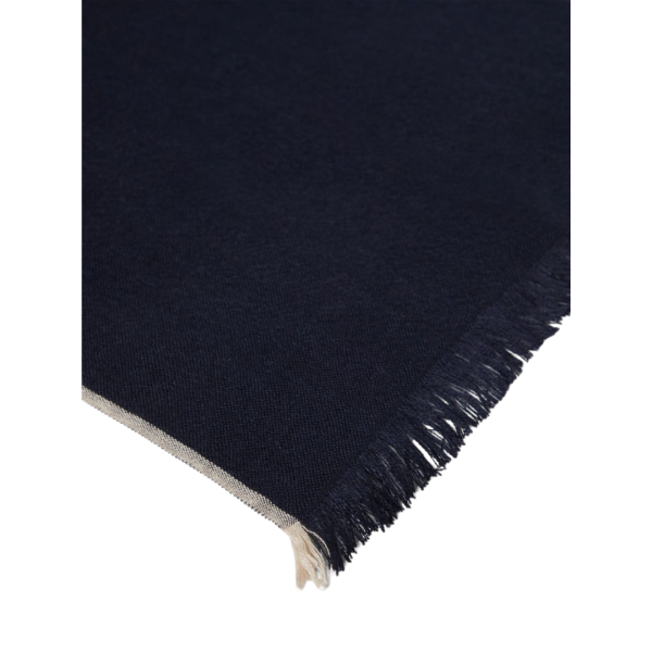 Brunello Cucinelli Echarpe cachemire soie bleu Marine franges