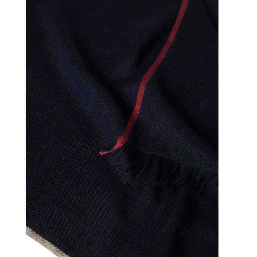 Brunello Cucinelli Echarpe cachemire soie bleu Marine franges