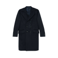Manteau mi-long croisé cachemire bleu marine