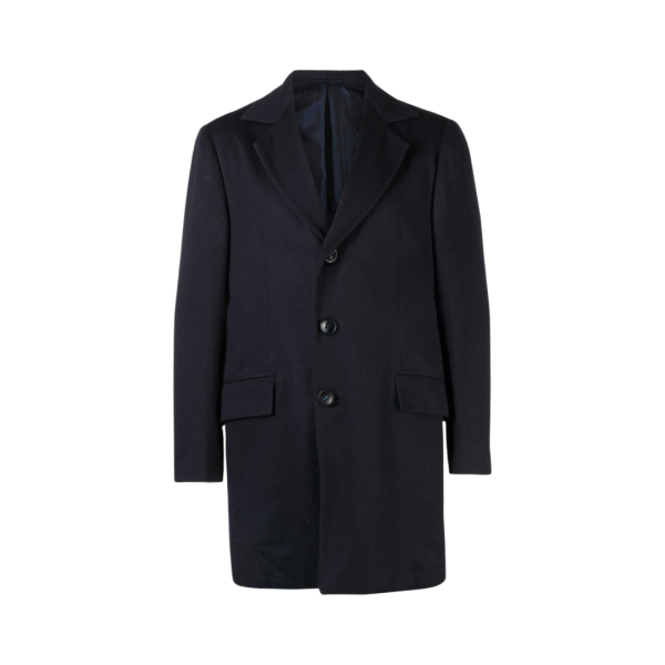 manteau mi-long revers cranté cachemire bleu marine KITON