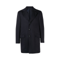 Manteau mi-long revers cranté cachemire bleu marine