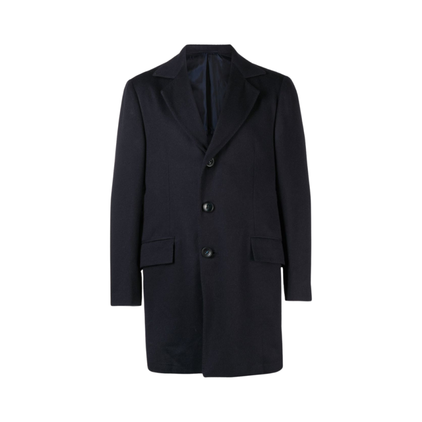 manteau mi-long revers cranté cachemire bleu marine KITON