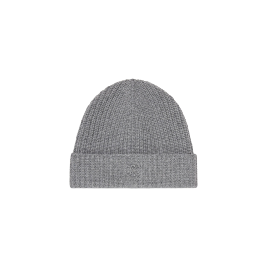 Bonnet CELINE Triomphe cachemire gris logo gris