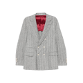 Veste Blazer croisé soie laine cachemire gris clair rayures tennis