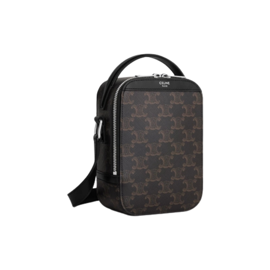 CELINE Sac Camera vertical bandoulière cuir veau noir embossé triomphe