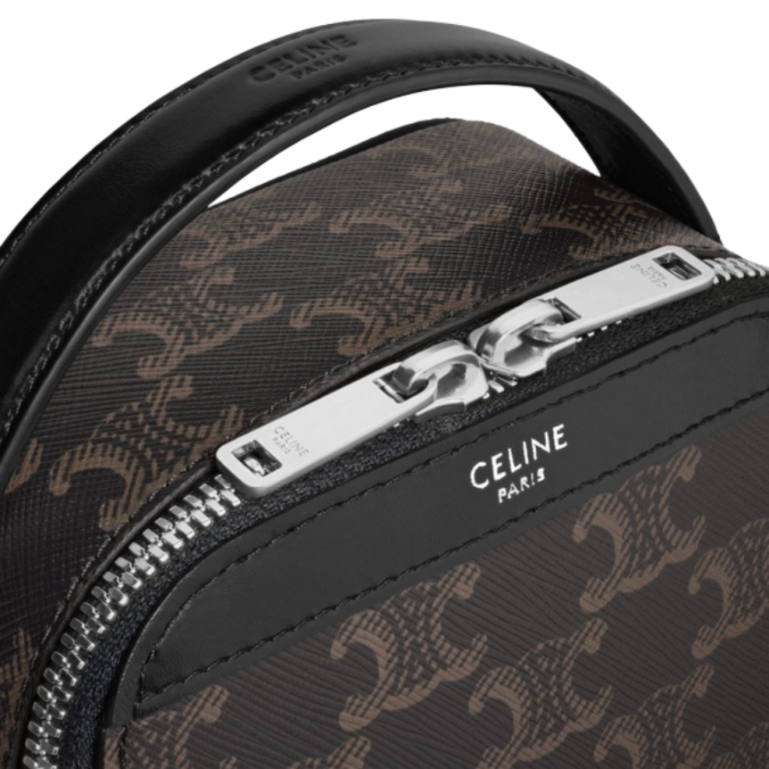 CELINE Sac Camera vertical bandoulière cuir veau noir embossé triomphe