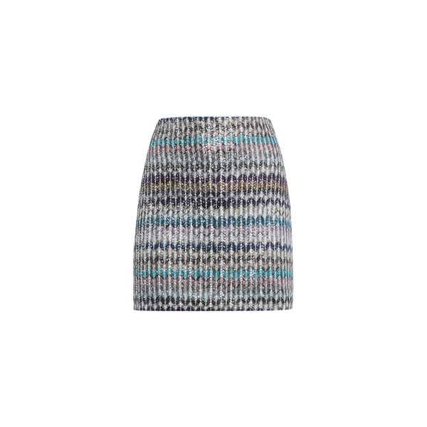 Minijupe droite MISSONI à paillettes zigzag multicolore