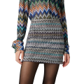 Minijupe droite à paillettes zigzag multicolore
