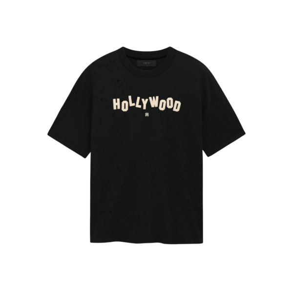 T-shirt oversize AMIRI col rond coton noir Hollywood Shotgun