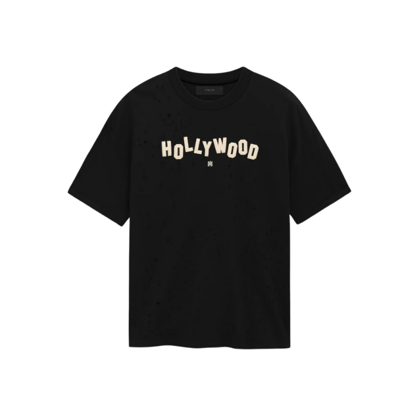 T-shirt oversize AMIRI col rond coton noir Hollywood Shotgun
