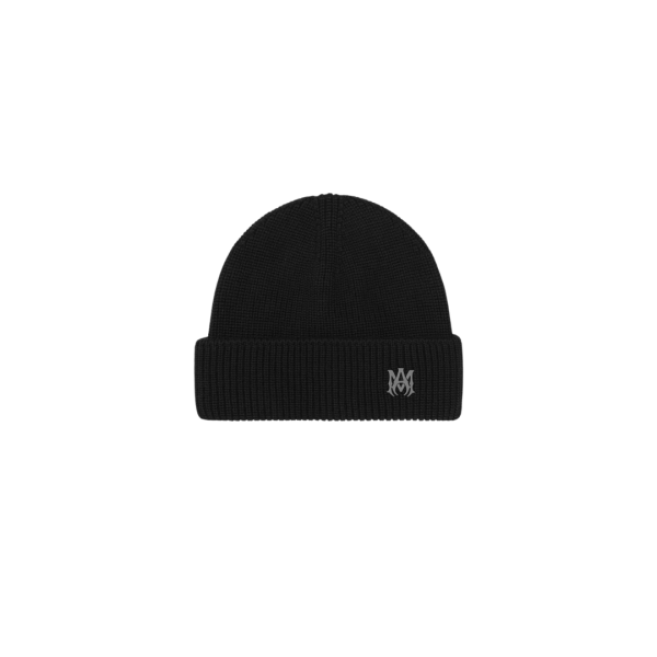 Bonnet AMIRI laine mérinos noire logo MA émail
