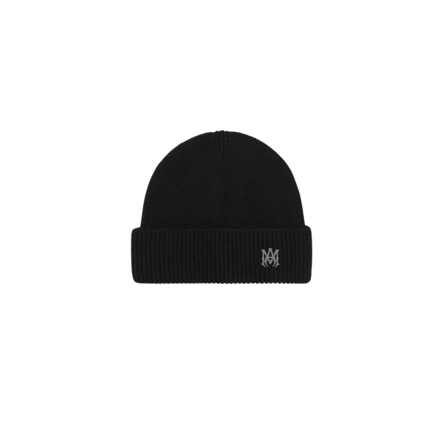 Bonnet AMIRI laine mérinos noire logo MA émail