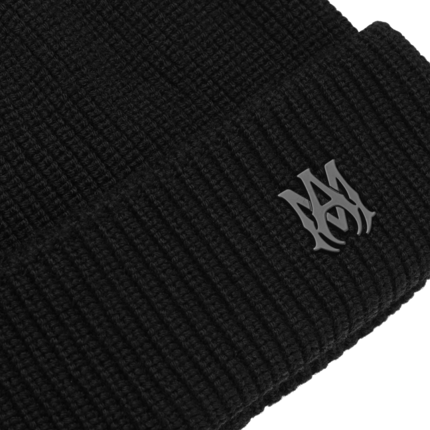 Bonnet AMIRI laine mérinos noire logo MA émail