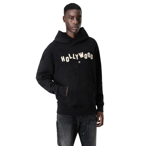 Sweat-shirt capuche AMIRI hoodie coton noir Hollywood Shotgun