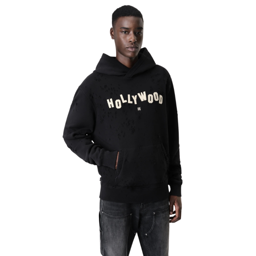 Sweat-shirt capuche AMIRI hoodie coton noir Hollywood Shotgun