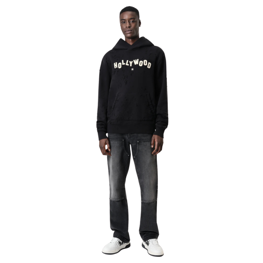 Sweat-shirt capuche AMIRI hoodie coton noir Hollywood Shotgun