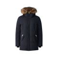 Parka mi-longue Edward noir plastron capuche fourrure