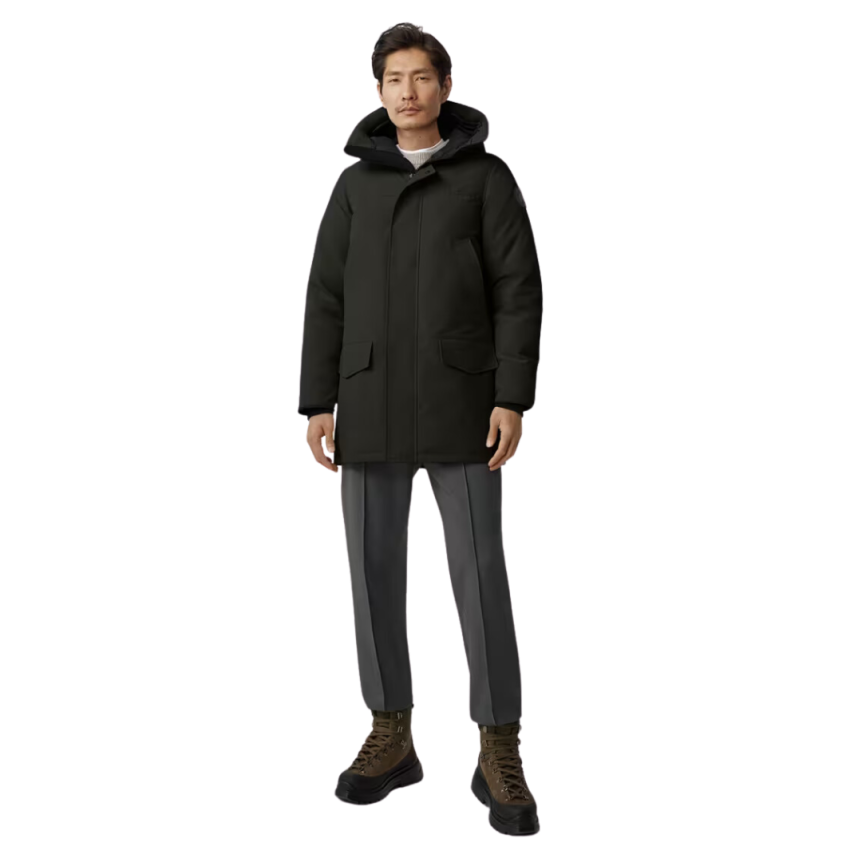 Parka capuche CANADA GOOSE Langford laine noire logo noir