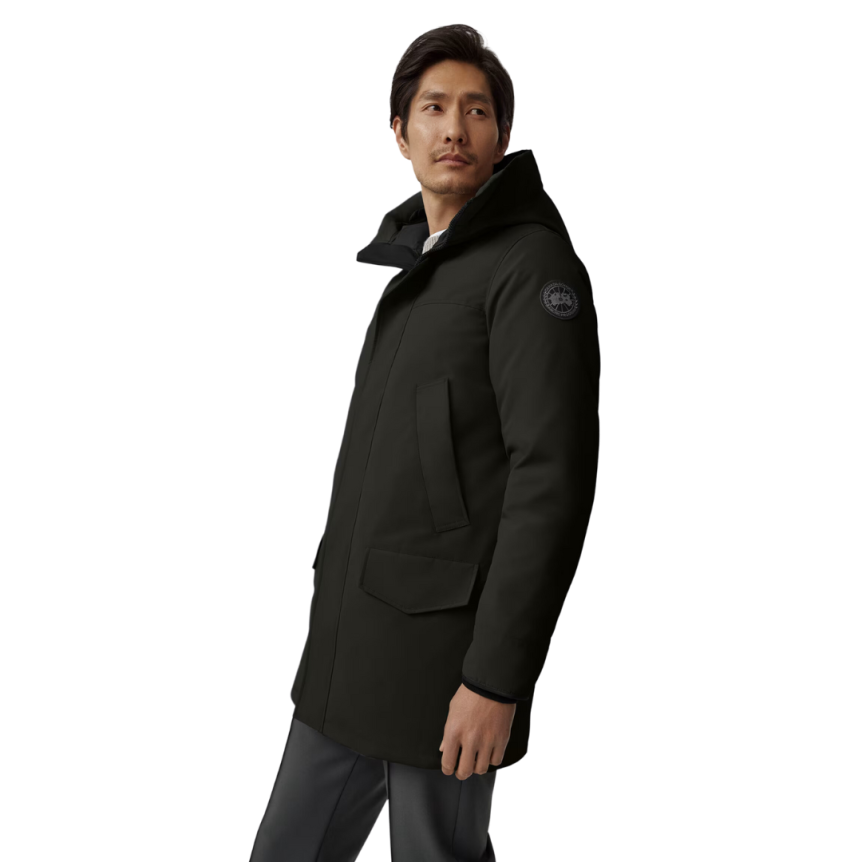 Parka capuche CANADA GOOSE Langford laine noire logo noir