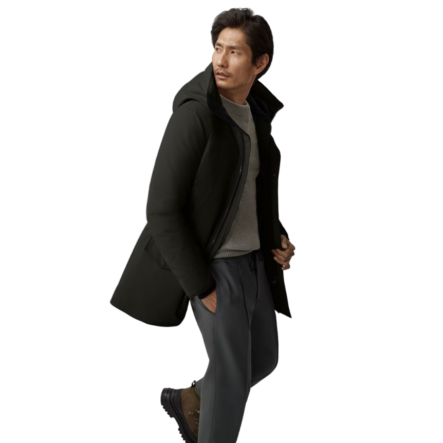 Parka capuche CANADA GOOSE Langford laine noire logo noir