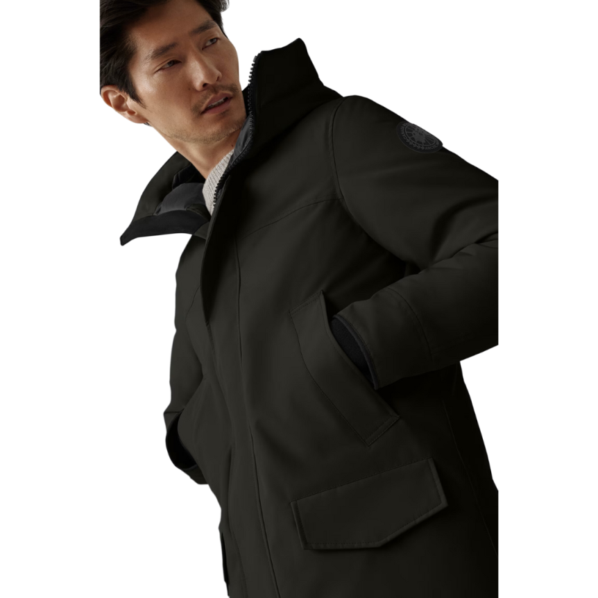 Parka capuche CANADA GOOSE Langford laine noire logo noir