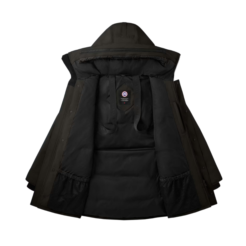 Parka capuche CANADA GOOSE Langford laine noire logo noir