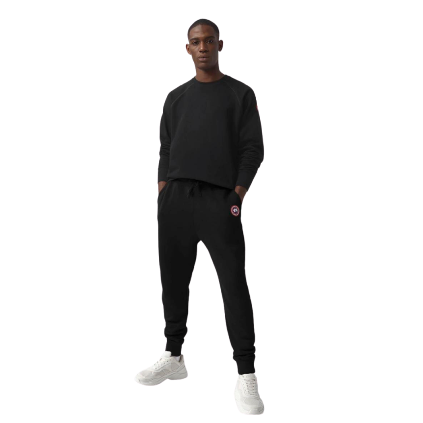 Pantalon de survêtement CANADA GOOSE Huron coton noir jogging Black label