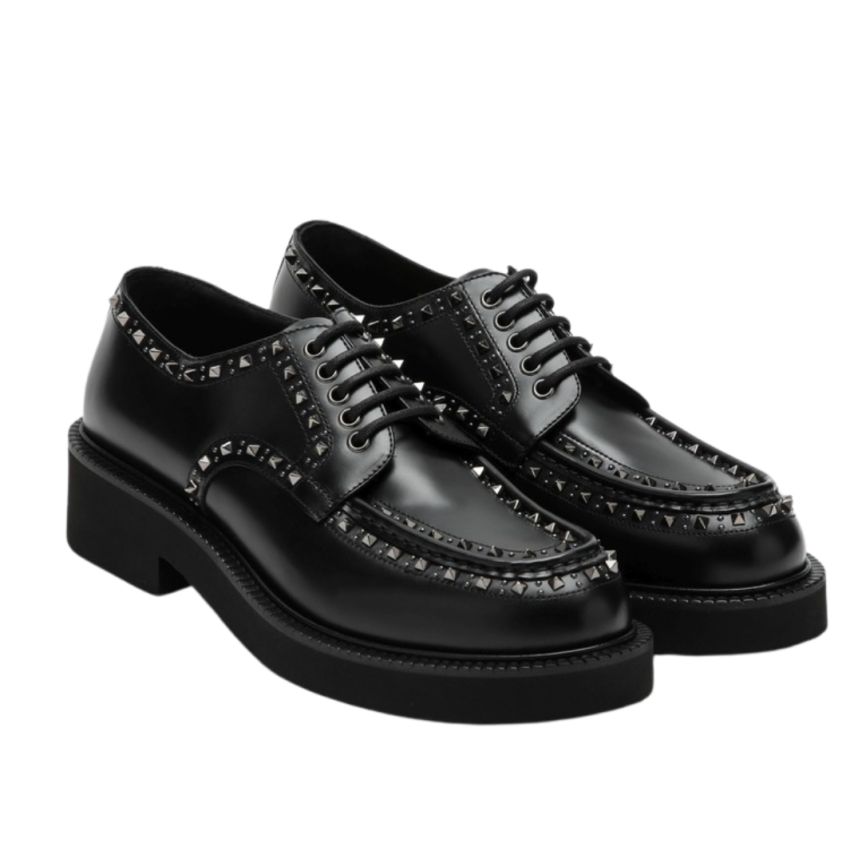 Derbies à lacets VALENTINO cuir veau noir clous métal