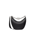 Sac porté épaule Hobo Medium cuir grainé noir chaîne V logo moon argent