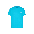 T-shirt coton bleu turquoise écusson V Logo Signature