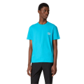 T-shirt coton bleu turquoise écusson V Logo Signature
