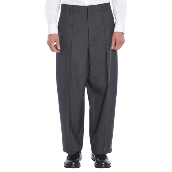 Pantalon large  VALENTINO laine vierge gris anthracite