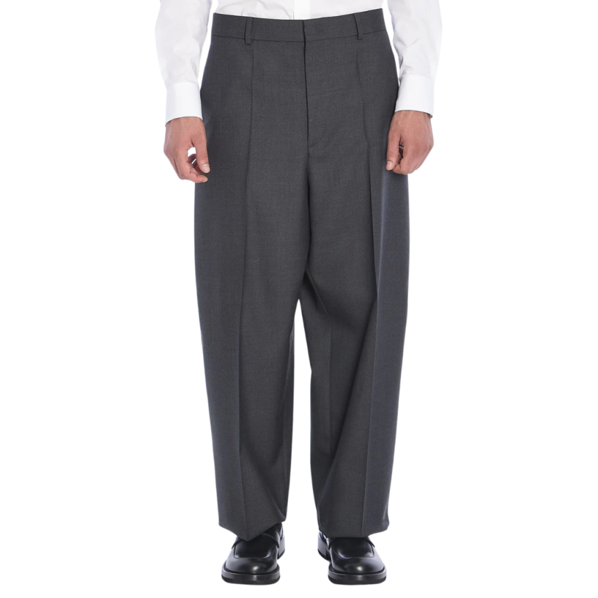 Pantalon large  VALENTINO laine vierge gris anthracite