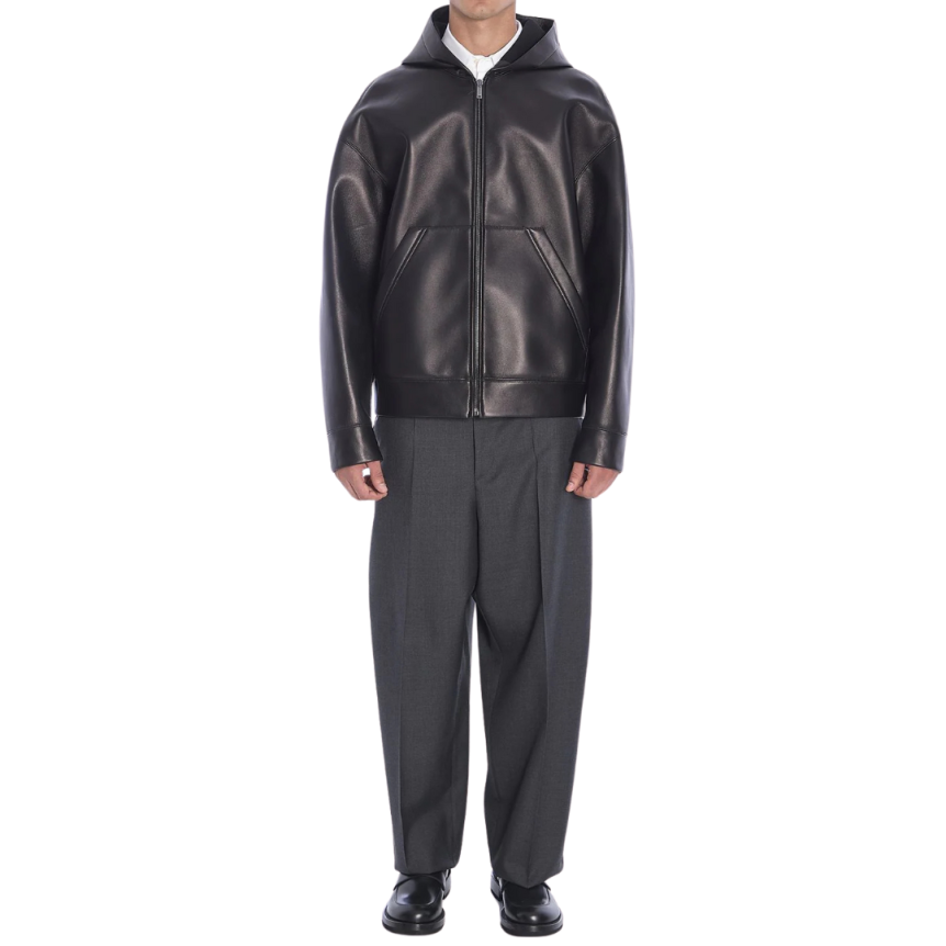 Pantalon large  VALENTINO laine vierge gris anthracite