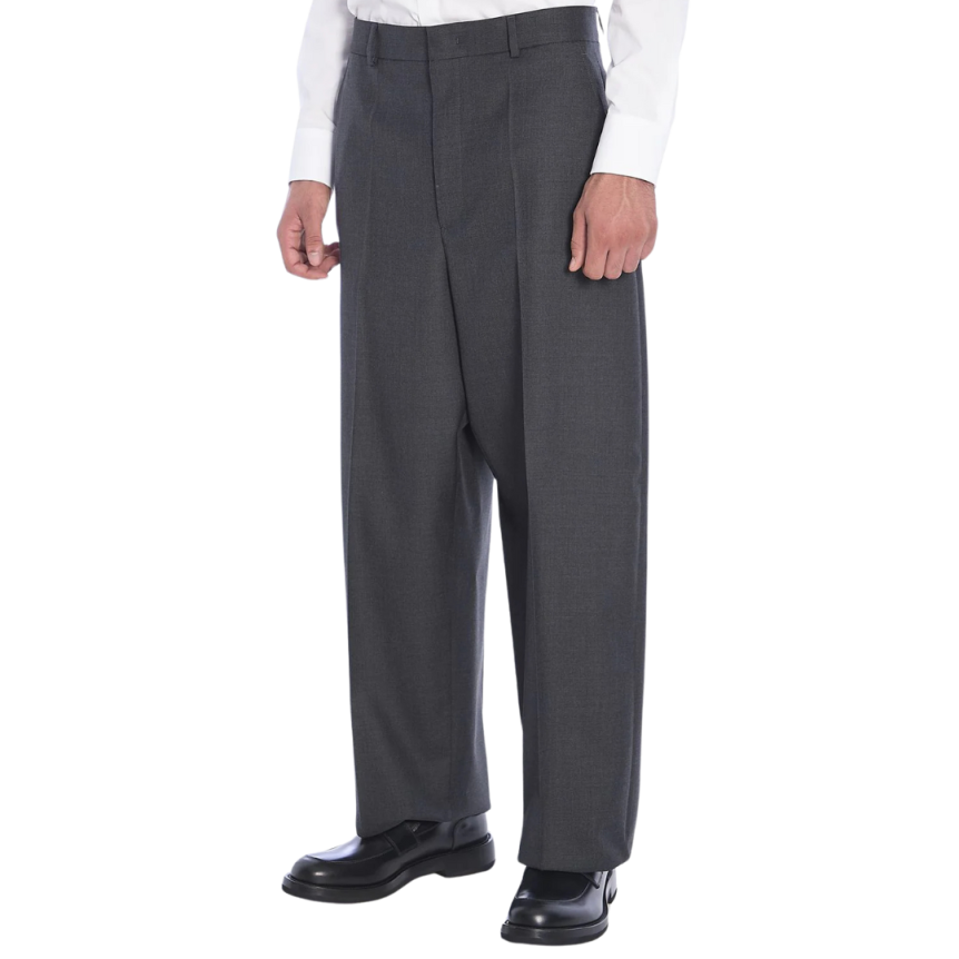 Pantalon large  VALENTINO laine vierge gris anthracite