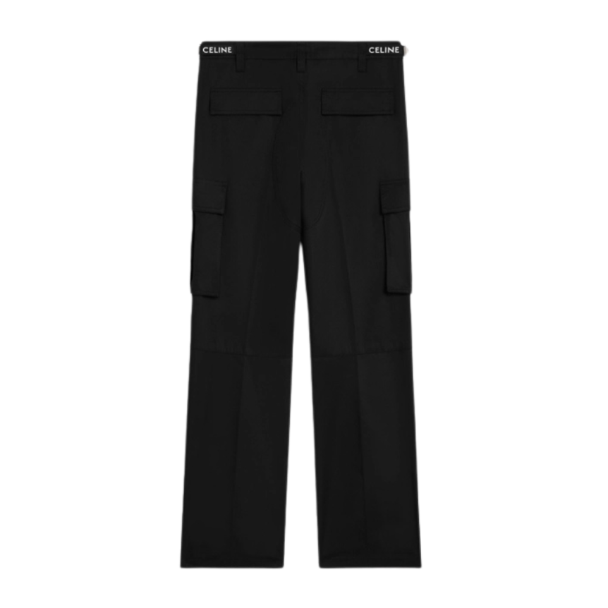 Pantalon cargo coton technique noir CELINE blanc