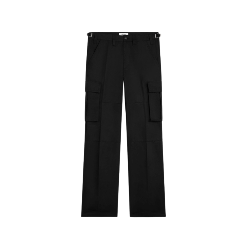 Pantalon cargo coton technique noir CELINE blanc